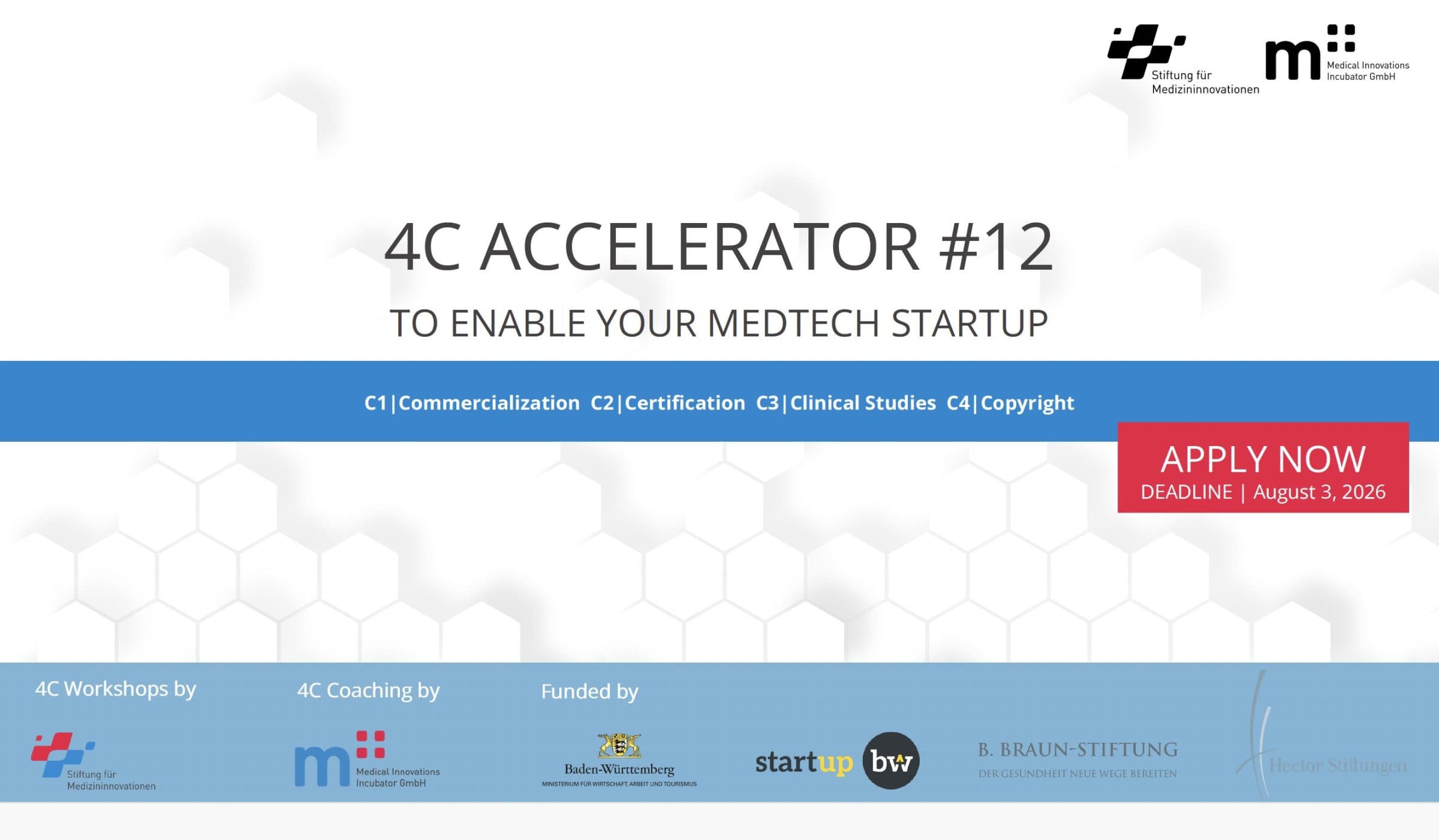 4C Accelerator sucht Medtech-Startups für Batch #12